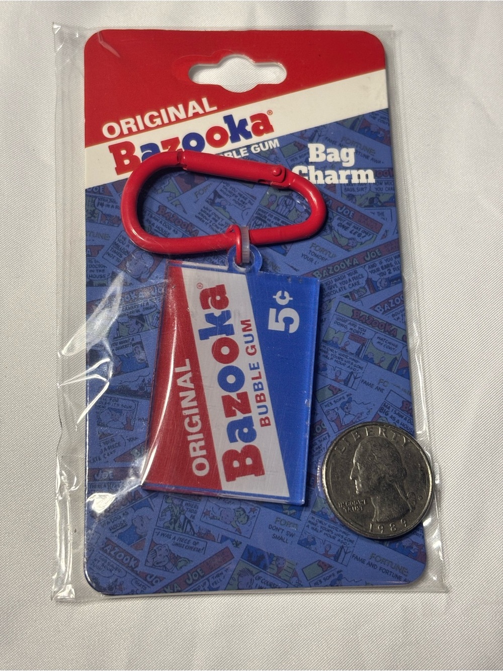 New Bazooka Bubble Gum Bag Charm - Red, White & Blue - Picture 2 of 2